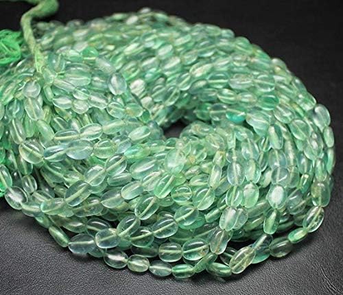 10 Strands Lot Green Fluorite Smooth Oval Gemstone Loose Craft Beads Strand 13 Inch Long 6mm 8mm Code-HIGH-1380