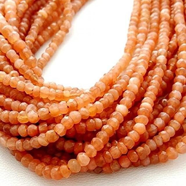 Natural Peach Moonstone Faceted Beads,rondelles Beads, Size 3-3.5 mm, 13