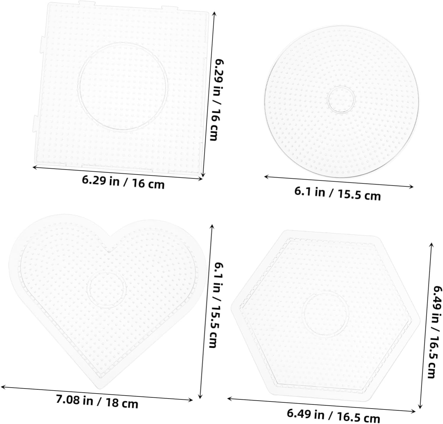 Lurrose 4sets Plastic Bead Pegboard Large Craft Beads Board Interlocking Shape Boards for Boys and Girls DIY Play and Decorations