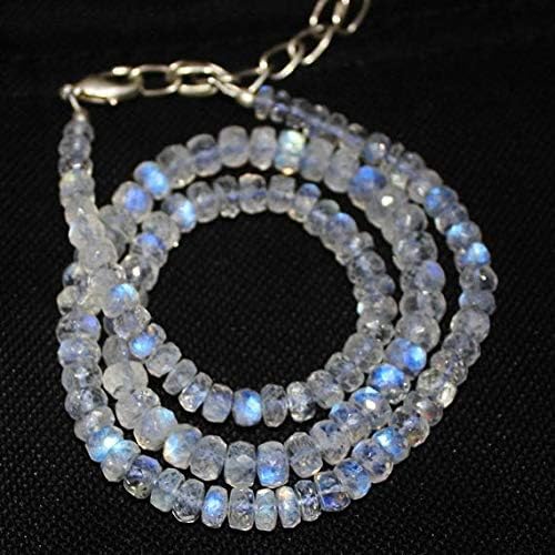 Fire Blue Moonstone Micro Rondelle Faceted Loose Gemstone Craft Beads Strand 16 Inch Long 4mm 6mm Code-HIGH-21061