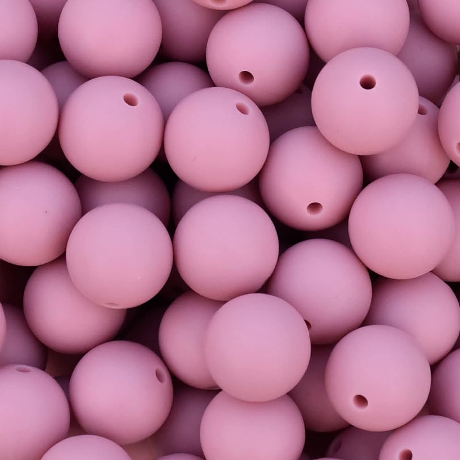 Silicone Beads Bulk 15mm 12mm DIY Necklace Bracelet Keychain Making Craft Set Jewelry, Colorful Silicone Beads Bulk Round Bead Loose with Accessories (15 mm Round Dusty Pink)