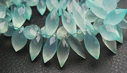 30 pcs of extremely beautiful,super finest, super rare shape, aqua chalcedony faceted dew drops briolettes,10-12mm large size
