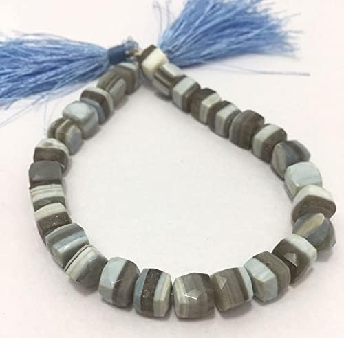 13 inch Strand of Natural gem Boulder Opal, 7-9mm Box Faceted Beads for DIY Jewelry Making. | Beads_01691