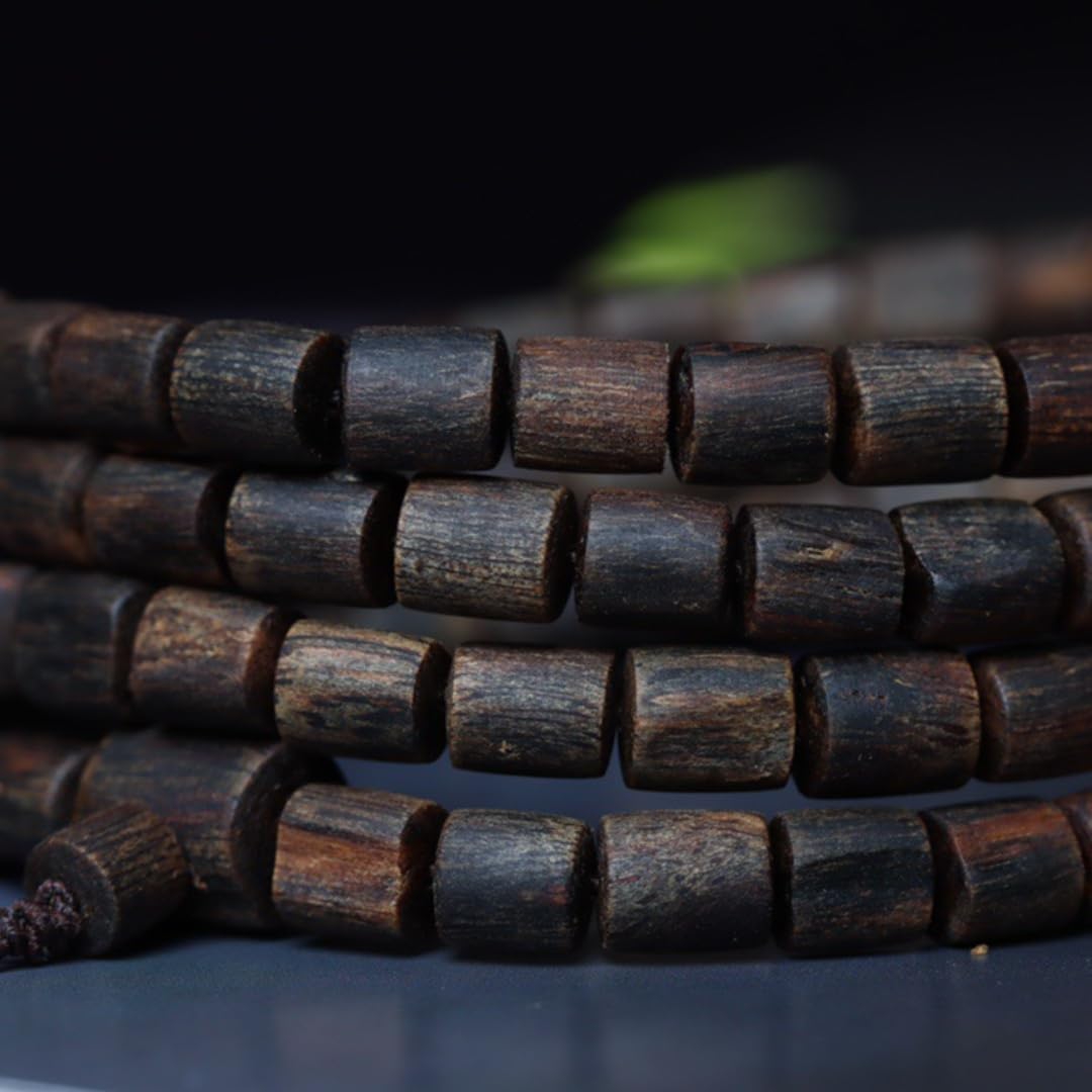 Vietnam Nha Trang Purple Agarwood Old Material Barrel Beads 7 * 8mm*108 Pieces Fully Oily Paste-Like Floral Scent Sinkable Grade