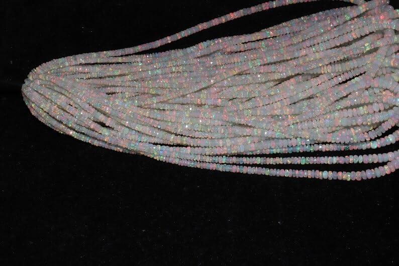 Ethiopian Welo Opal Bead Opal Rondelle Beads 3-5 mm Opal Cut Beads Multi Fire Opal Beads AAA+ Ethiopian Opal Faceted Rondelle Beads for Making Jwelery