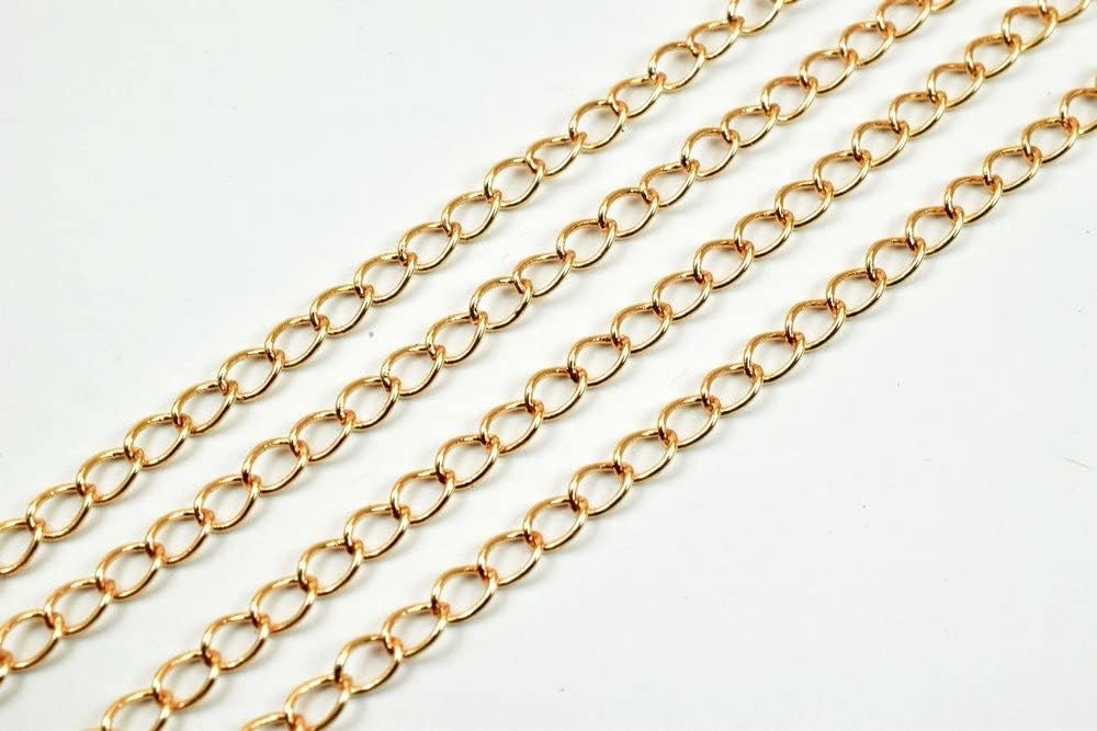18K Pinky Gold Filled EP Chain Cable Link Chain Width 3mm Thick 1mm Gold-Filled findings for Gold Filled Sold by Foot PGF26