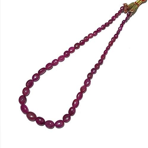 Ruby Oval Beads Necklace,Plain Oval Beads, Glass Filled Ruby Size 5 to 12 mm - 16