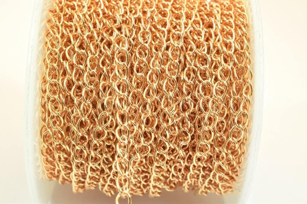 18K Pinky Gold Filled EP Chain Cable Link Chain Width 3mm Thick 1mm Gold-Filled findings for Gold Filled Sold by Foot PGF26