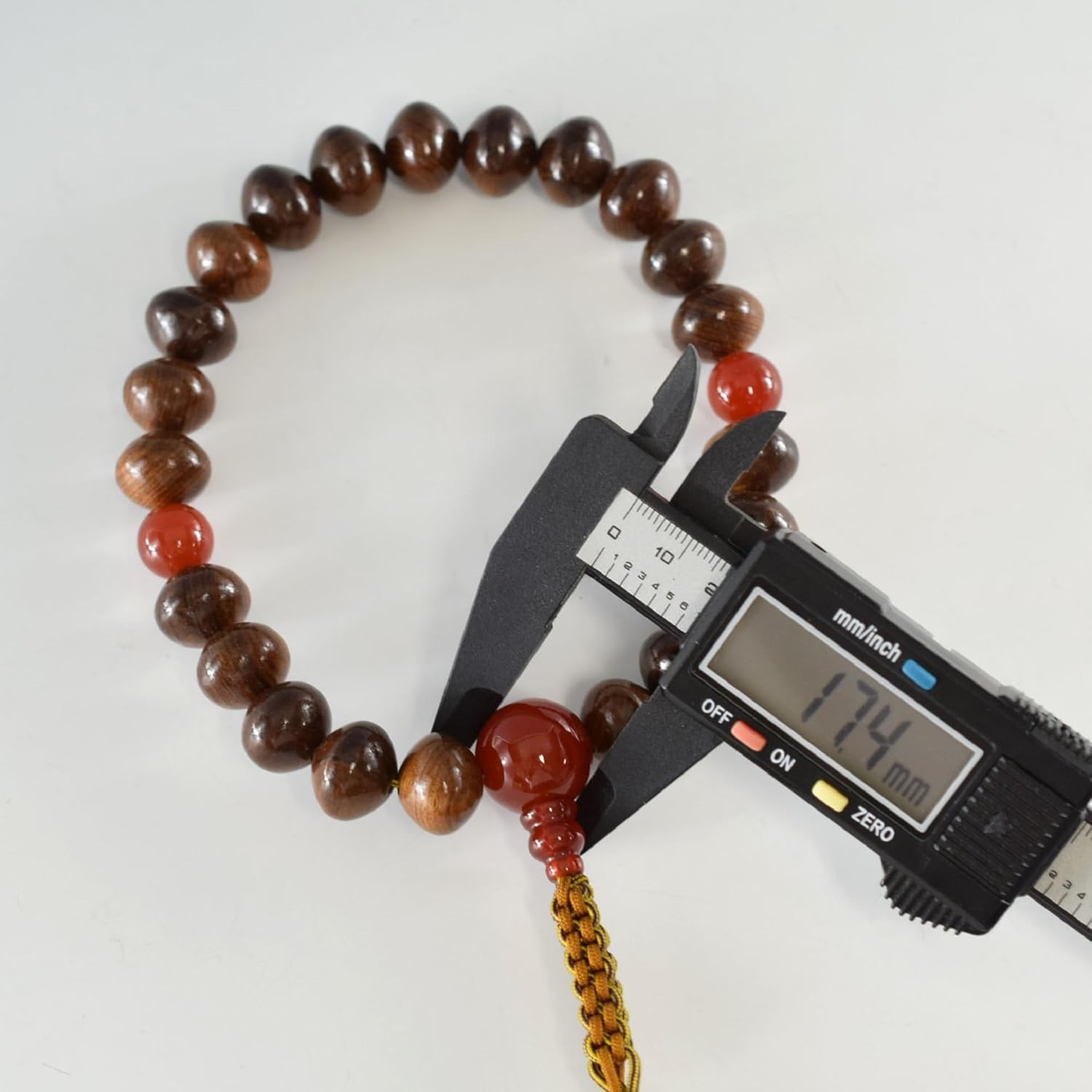 Sendan Wood Lense Beads & Red Agate Japanese Juzu Buddhist Prayer Beads Handemade in Kyoto Japan JUA21