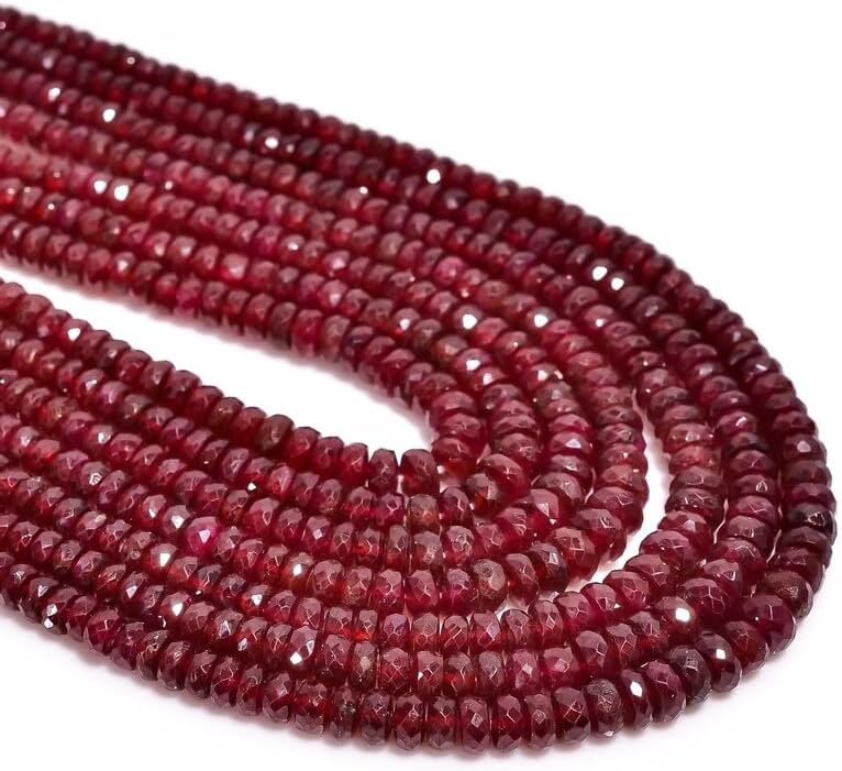 Natural Pink Ruby rondelle Faceted Beads 3X2 4X2 mm 16 inch Long String Jewelry Making Gemstone Beads for Necklace Bracelet