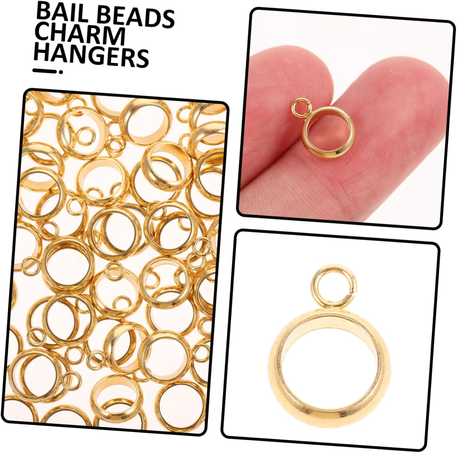 500pcs Stainless Steel Bail Beads Hanger Links for Jewelry Making DIY Accessories