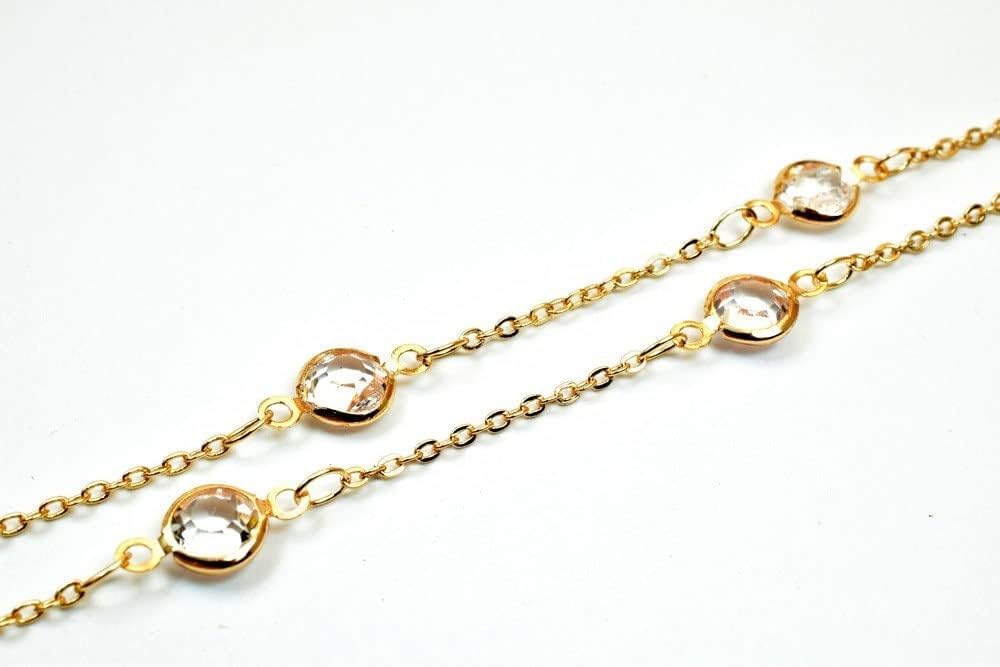 18K Pinky Gold Filled EP Chain Rhinestone Width 7mm Thickness 3mm Gold-Filled findings for Gold Filled Sold by Foot PGF29