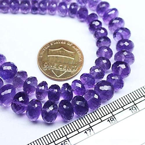 LOVEKUSH LKBEADS Amethyst Purple Faceted Rondelle Micro Gemstone Craft Loose Beads Strand 16 Inch Long 10mm 5mm Code-HIGH-1183