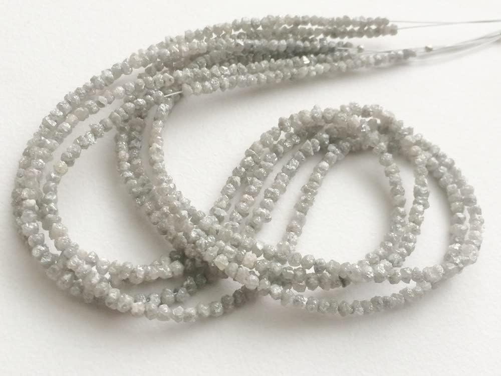 3-4mm Gray Rough Diamonds, Natural Gray Raw Diamond Beads, Uncut Diamond Beads, Gray Raw Diamond for Jewelry (2IN to 4IN Options), 3 MM - 4 MM, 4 in