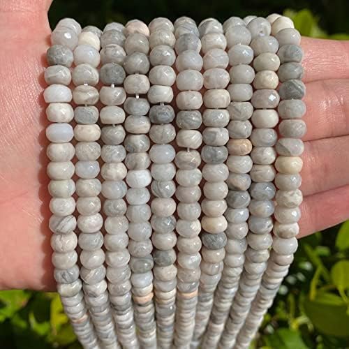 13 inch Strand of Natural gem Gray Agate, 5x8 mm rondelle Faceted Beads for DIY Jewelry Making. | Beads_03497