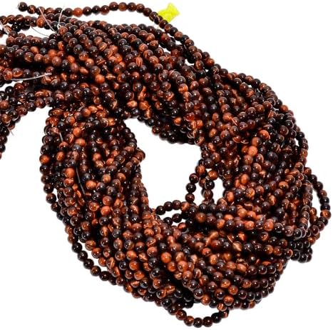 Natural Red Tiger Eye Gemstone Round Shape Smooth Beads 4X4.5mm 25 Strand 15