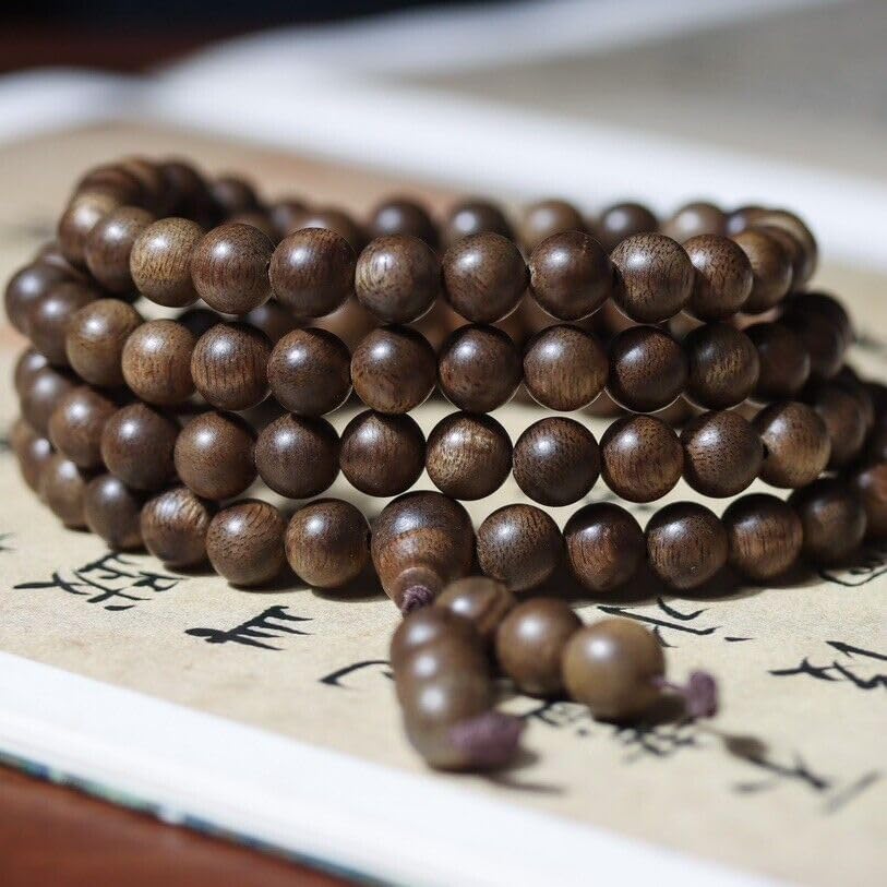 Agarwood 8mm*108 Brunei Agarwood Soft Silk Nine Points Sinking Buddha Beads Rosary Beads