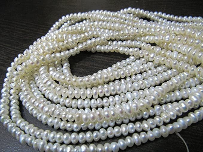 Hanumat Gems Lot of 10 Strands 3mm Fresh Water Pearl Strand, Gemstone Beads, White Natural Pearl for Jewelry Sold per Strand 15 inches