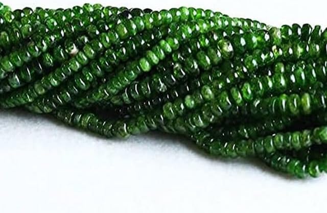 Natural Dark Green Chrome Diopside Alalite Rondelle Wheel Loose Beads 15.5