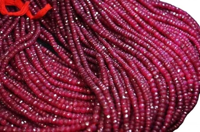 Dyed Ruby Micro (Machine Cut) Faceted 3.5 to 4 mm Approx,16 inch lot of 10 Strands CHIK-STRD-95622