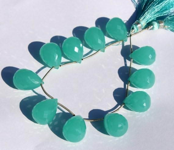 7 inch Strand of Natural Chalcedony 18x12-19x14mm Teardrop Faceted briolette Beads for DIY Jewelry Making. |BRIO_02071