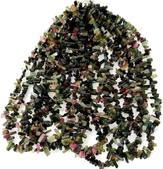 BEADS GEMSTONE Natural multi TOURMALINE rough,tourmaline sticks,Nice quality,2x4 mm to 3x10 mm Approx,14 Inch Long strand,[E1459] Tourmaline beads Code-HIGH-33065