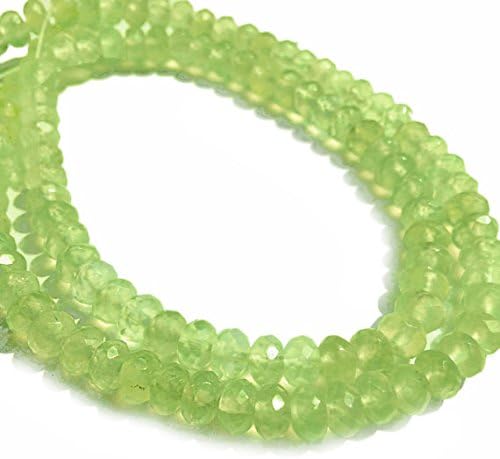 13 inch natural beads strand of 6mm faceted rondelle prehnite gemstone beads for DIY jewelry - necklace, bracelet, earring, ring.
