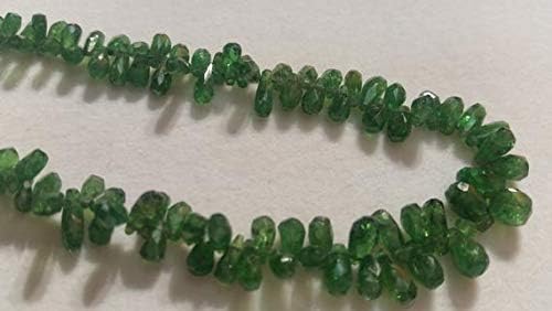 Tsavorite Faceted Drop Shape, 8 Inch Long Strand AAA Quality Size 3X5 MM Code-HIGH-50914