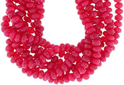 Dark Hot Pink Chalcedony 8mm Faceted Rondelles 13