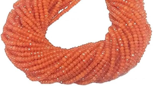 Fanta Carnelian Chalcedony Faceted Rondelle Micro Faceted Beads Measure 3-4mm - 13.5 Inch lot of 25 Strands CHIK-STRD-98004
