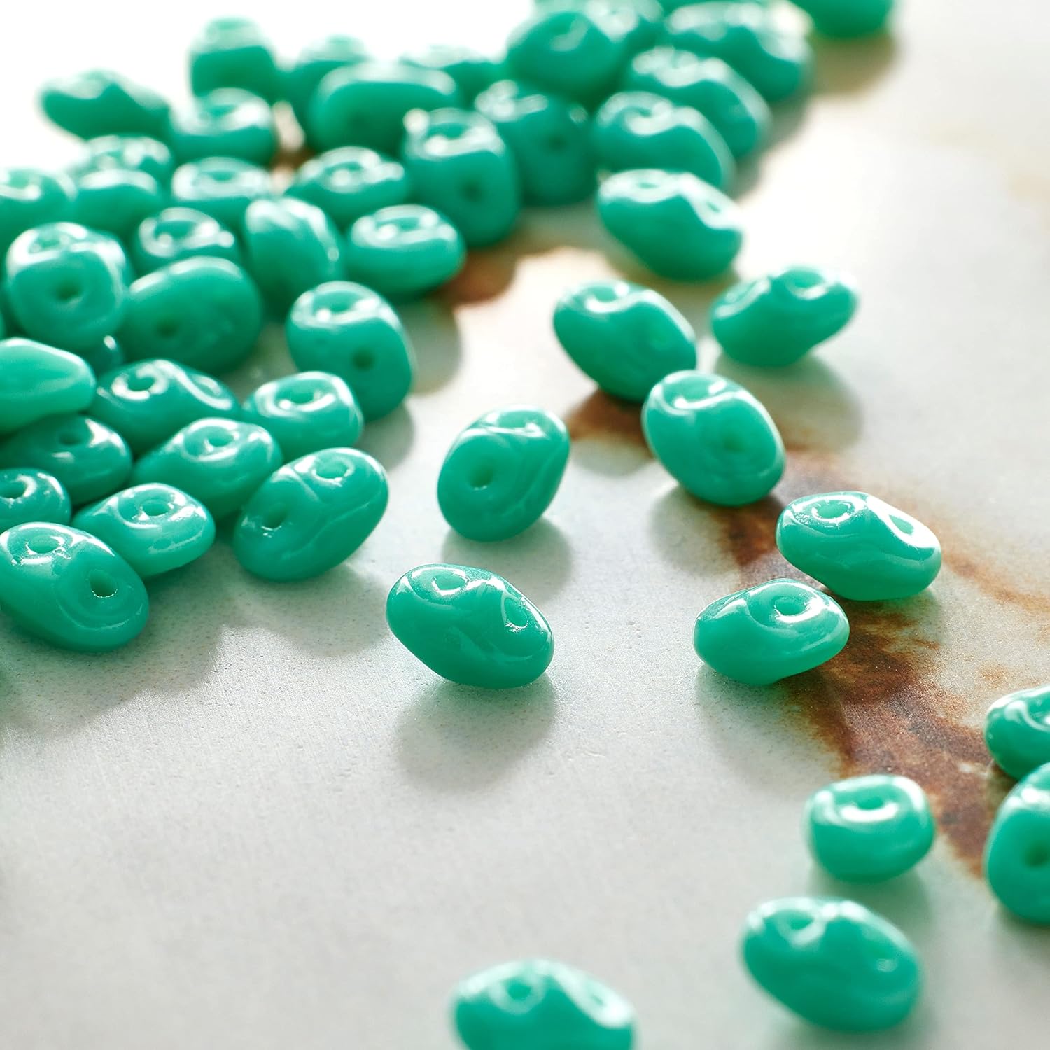 John Bead 12 Pack: Turquoise Superduo Czech Glass Oval Beads, 18mm