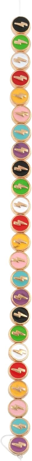 Bead Landing Gold Lightning Enamel Metal Coin Beads - Multicolor 7.5mm Beads for Jewelry Making, Bracelets, Necklaces & Crafts, 12 Pack