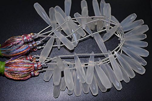 29-30mm 10 pcs-finest natural chalcedony- natural untreated chalcedony faceted elongated drops shape briolette beads strand