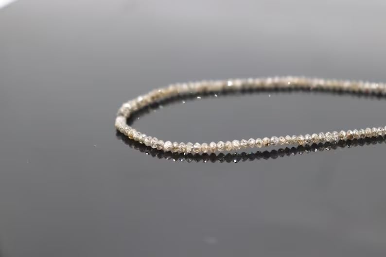 Natural Champagne Diamond Faceted Rondelle Beads Light Brown 2mm LB Color Diamond Faceted Beads for Jewelry Making Crafts