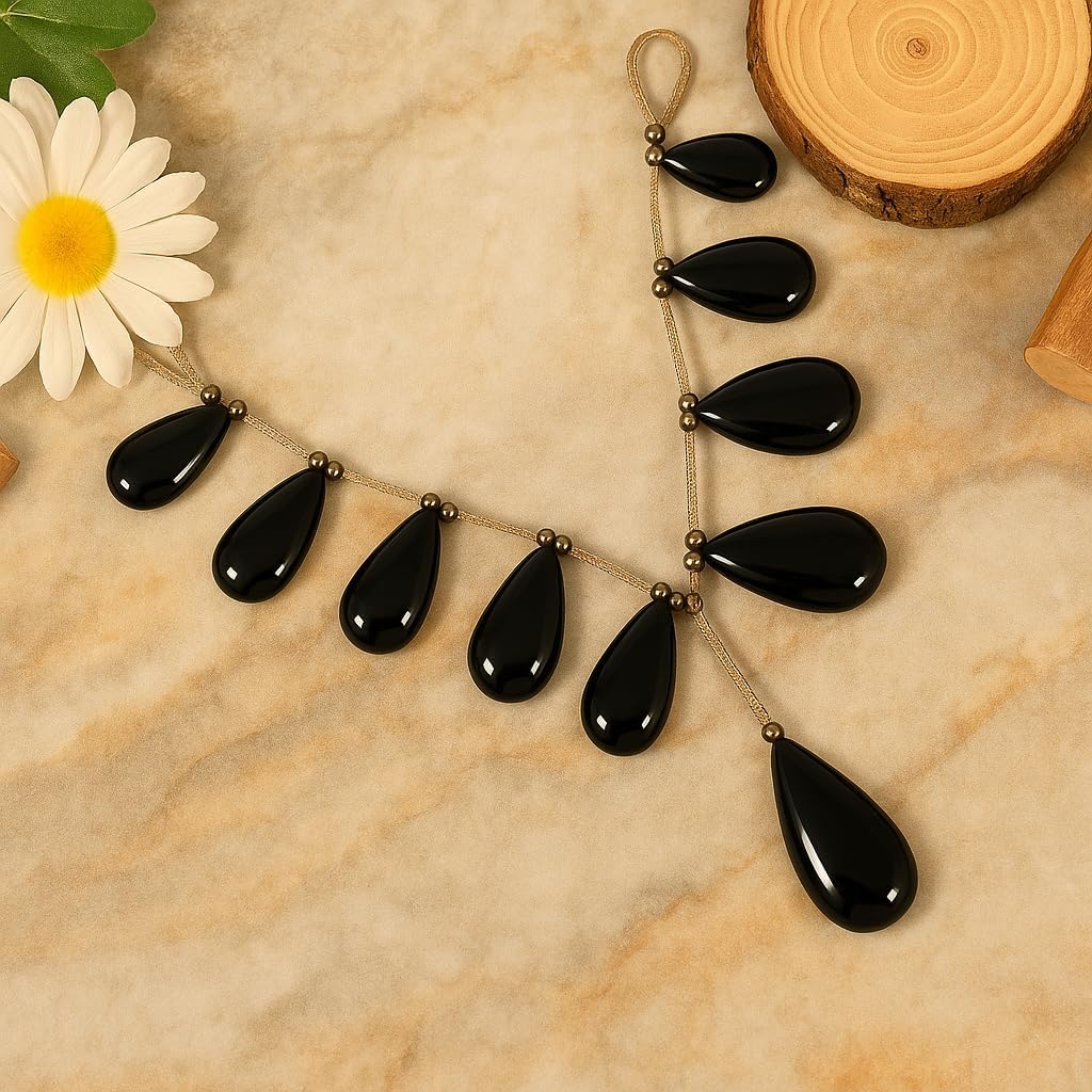 Natural Black Onyx Pear Briolette Beads Layout (23–18mm) | Smooth Polished Drop Shape Gemstone Strand for Jewelry Making, Necklaces, Earrings and Designer Crafts