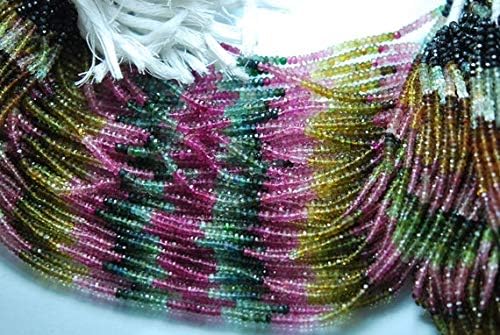 30 x 13.5 Inches Strand, Super Quality Multi Tourmaline Faceted Rondelles 3.5mm Code-HIGH-53173