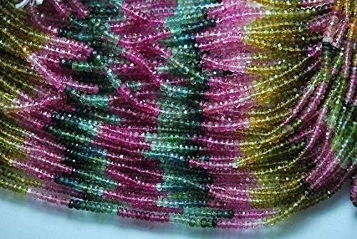 30 x 13.5 Inches Strand, Super Quality Multi Tourmaline Faceted Rondelles 3.5mm Code-HIGH-3156