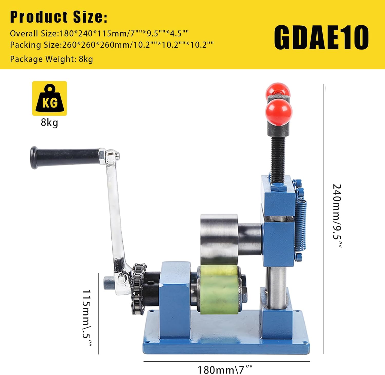 MuChaIOAK Hand Crank Ring Bending Machine, Ring Earring Bending Machine Easy to Use 2 in1 Jewelry Press Brake Forming Machine Tools for Bracelet, Earring, Processing Ring, 7