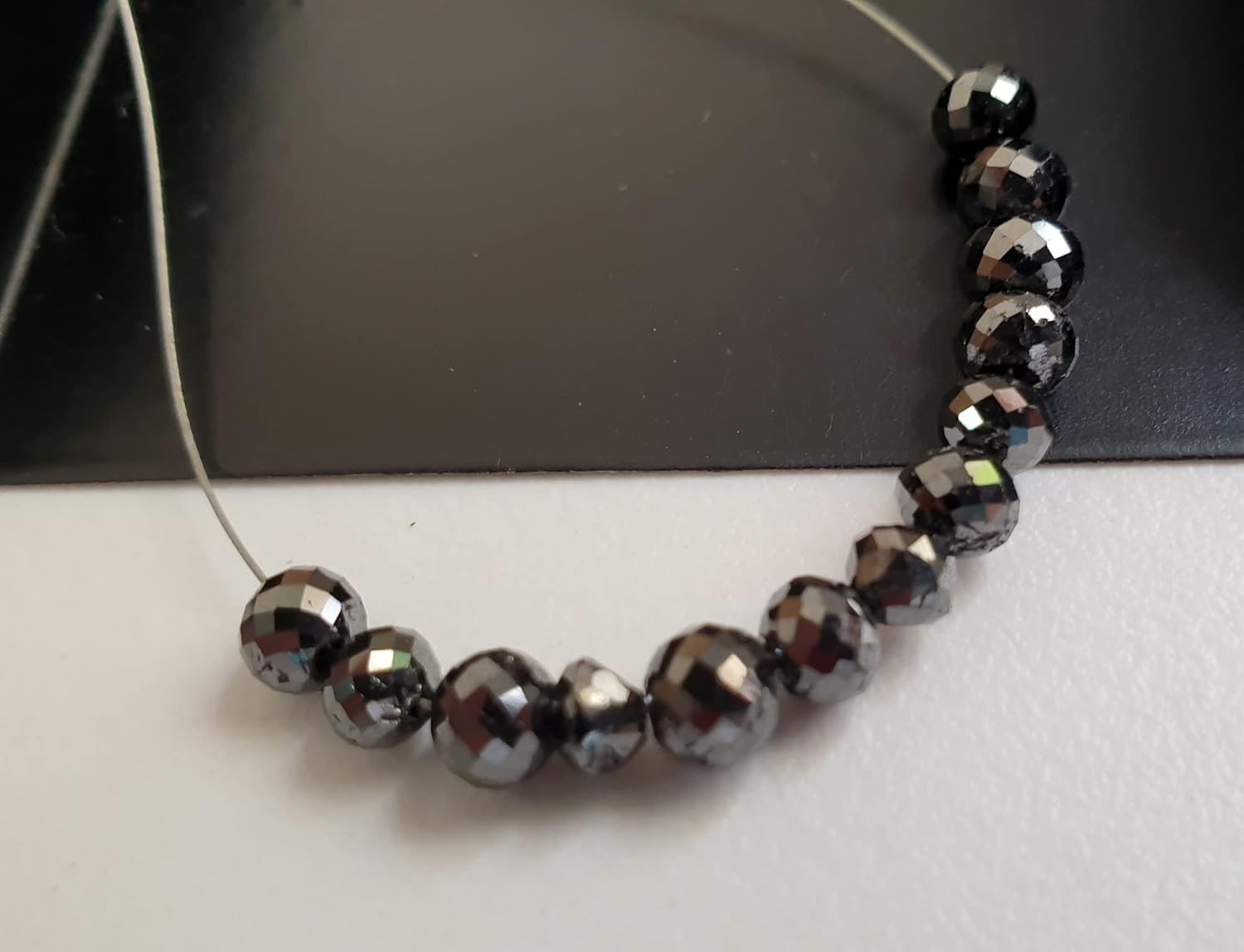 4-4.5mm Black Diamond Round Balls, Faceted Black Diamond Beads, Drilled Diamond Black Beads for Jewelry (1Pc To 5 Pcs Options) - PPD744, 4-4.5 MM Approx, 5 PCS