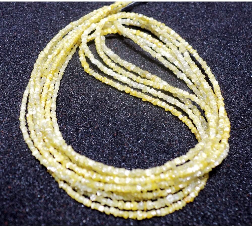 1.5mm To 2mm Yellow Rough Diamond Box Cubes, Yellow Raw Diamonds, Raw Box Diamonds Beads, Conflict Free Diamond Beads (4IN T0 16IN Options), 1.5-2 MM