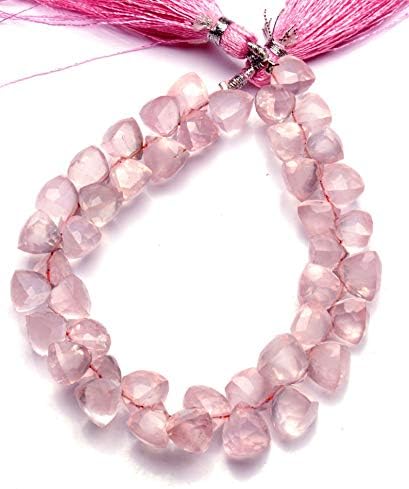 GEMZ 6 inch Strand of Natural Rose Quartz 3D Trillion Shape Faceted Cut Pink Color briollete Beads for DIY Jewelry Making- Earring Necklace Bracelet.