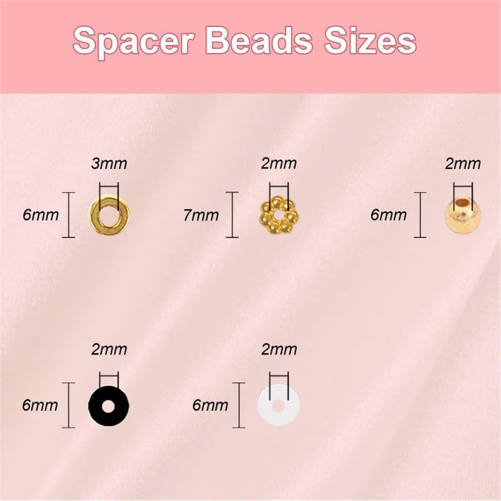 SIDUFHAOPKLL DIY Bracelet Kit Girls Clay Beads White Gold Bead Making