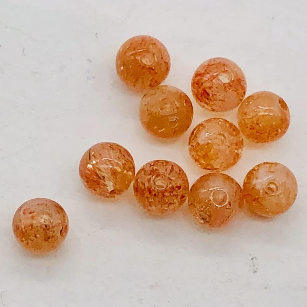 Sunstone Strand Round Beads | 4 mm | Orange | 98 Beads |