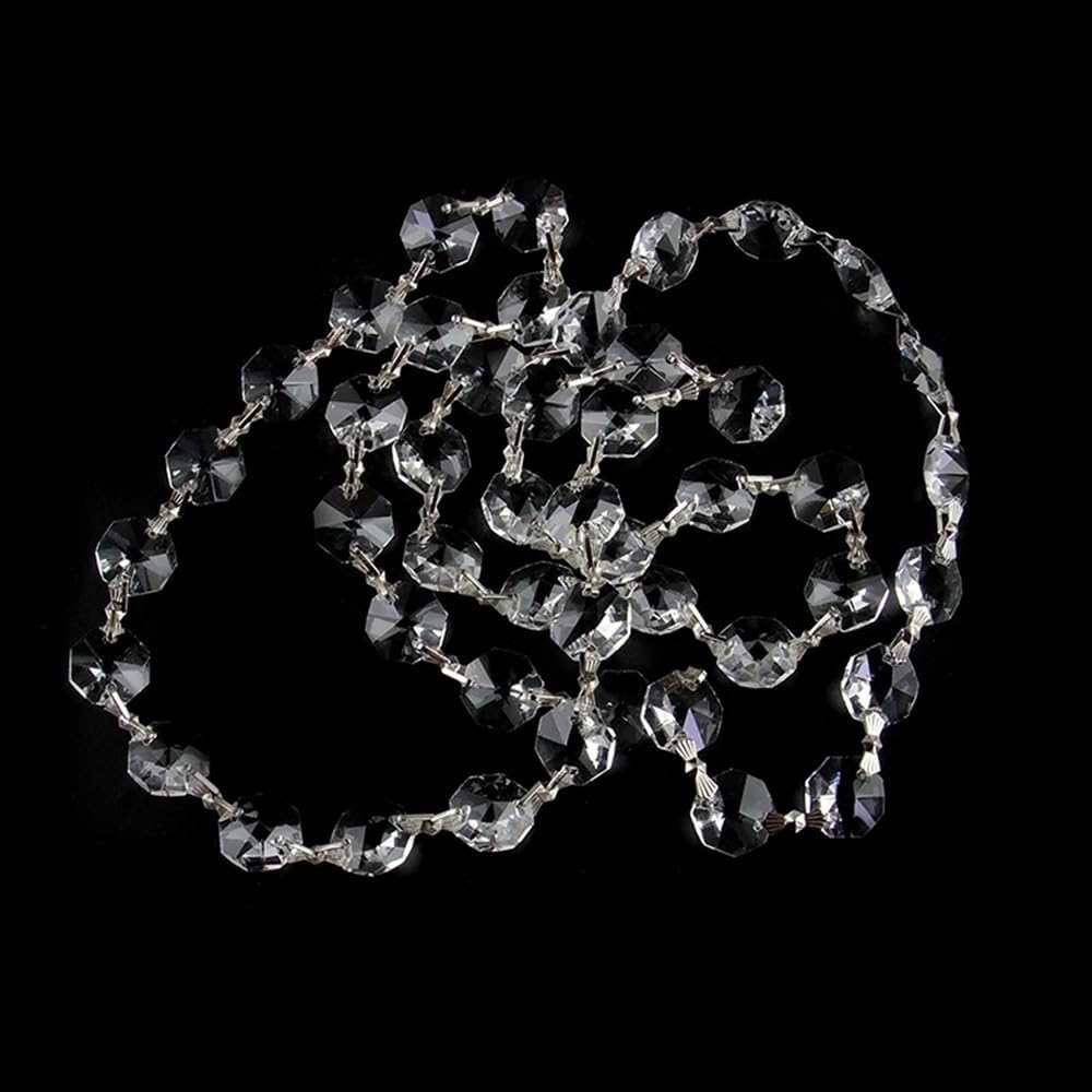 Hanging Crystals Prisms 14mm K9 Crystal Octagon Beads Garlands with Silver Buckle Pendant Lighting for Home Decoration Hangings Crystals for Decoration(20m)