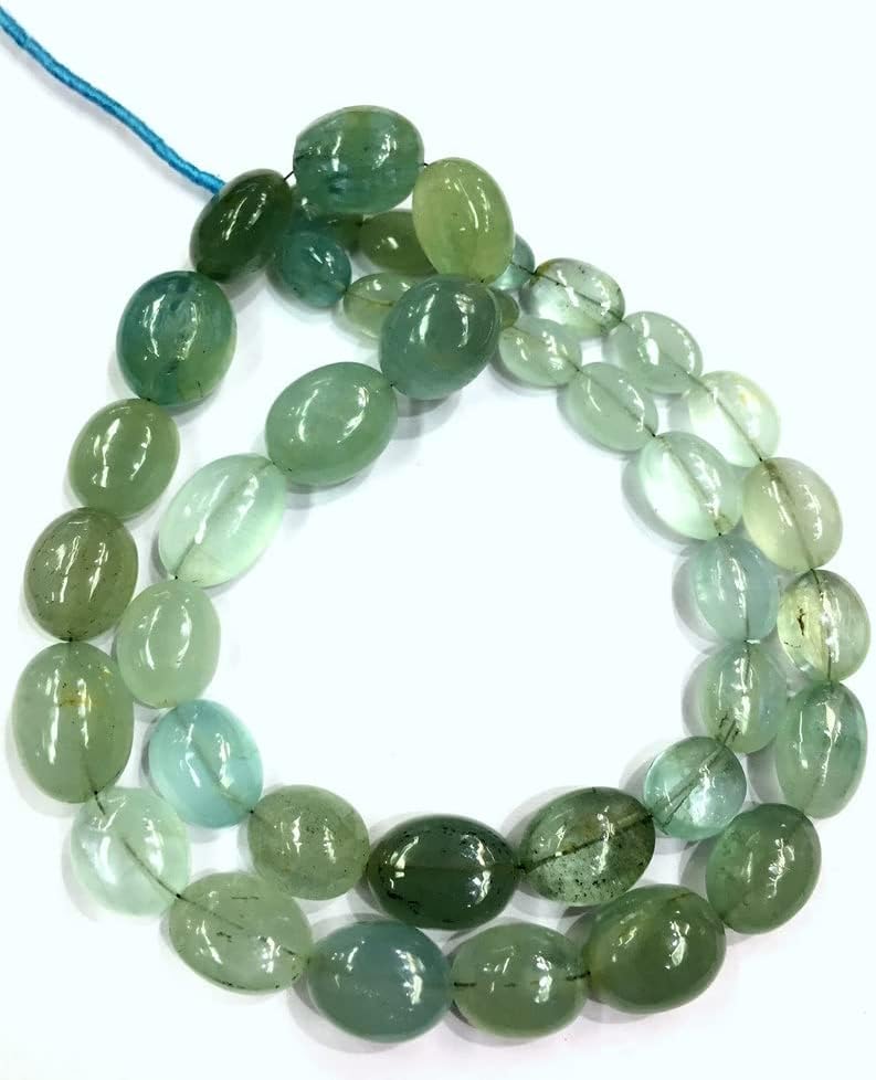 13 inch Strand of Natural gem Aquamarine, 6x10-8x14mm Oval Smooth Beads for DIY Jewelry Making. | Beads_01760, green