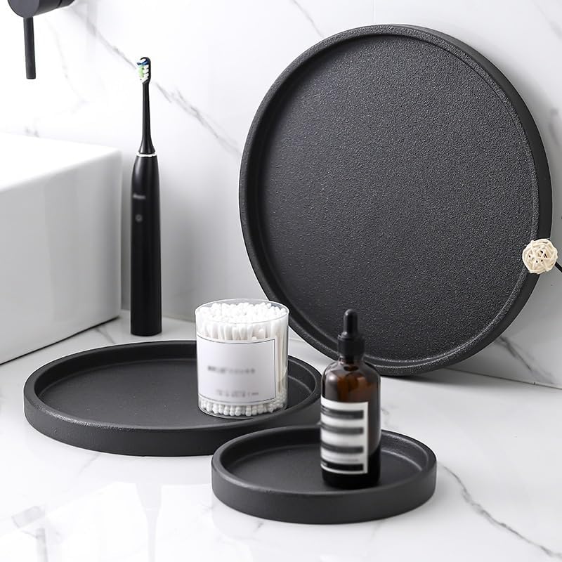 Tray Simple Ceramic Household Bathroom Washbasin Tray Hotel Bathroom Storage Tray Rectangular Cosmetic Storage Tray Serving Trays(G)