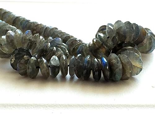 13 inch natural beads strand of 7x13mm faceted rondelle labradorite gemstone briolletes beads for DIY jewelry - necklace, bracelet, earring, ring.