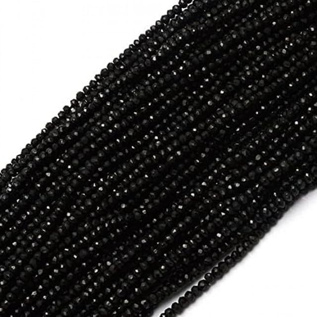 Natural Black Spinel Micro Faceted 3MM Rondelle Beads 13