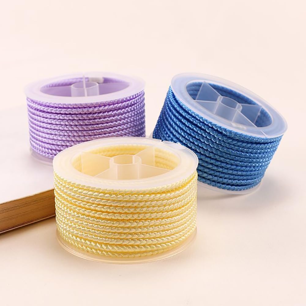 Beading Cords, 6.56Feet Nylon Thread Twine Beading Cord 3mm Braided Nylon Crafting String Rope Roll Macrame Cord for Bracelets Jewelry Making DIY Crafts(26)