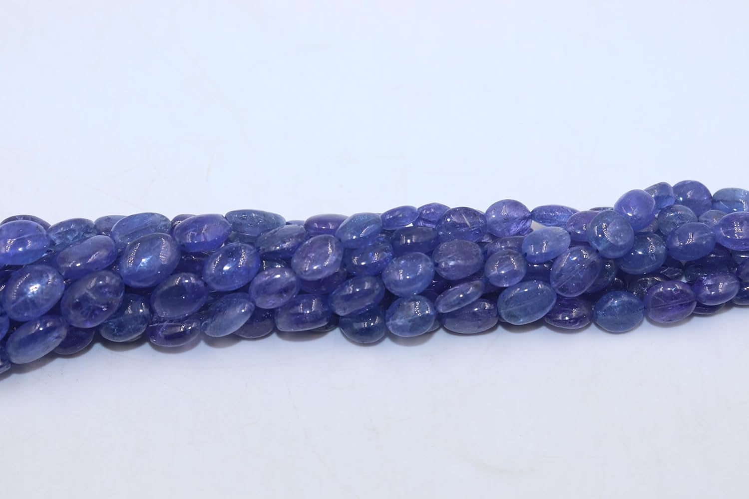 Natural AAA+ Tanzanite Smooth Oval Beads, 8-12mm Semi-Precious Gemstone Strand, Genuine Blue Crystal